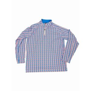 Deolax 1/4 Zip Pullover Men's Large Blue Pink Check Performance Golf Jacket